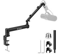 CAHAYA Braccio Microfono Regolabile Low-Profile Streaming Podcast | Supporta 2,5 kg, Prolunga 3,5", Gestione Cavi, Compatibile con Shure SM7B, Blue Yeti, FIFINE AM8, K669B, HyperX QuadCast