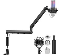 CAHAYA Braccio per Microfono Regolabile Professionale: Supporto con Asta di Estensione, Design Sotto Schermo, Ideale per Streaming & Registrazione, Carico 2,5 kg