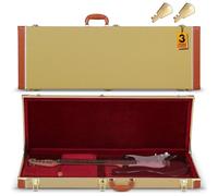 CAHAYA Custodia Rigida per Chitarra Elettrica - Astuccio Professionale per Stratocaster e Telecaster, Protezione a 4 Strati in Pelle PU, Imbottitura 30mm in Peluche e Chiusura a Chiave, Giallo Vintage
