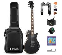 CAHAYA LP Kit Chitarra Elettrica: Chitarra 39" Full Size per Principianti con Corpo in Okoume Massiccio, 2 Pickup Humbucker, Manico in Acero, Borsa, Tracolla, Cavo per Adulti e Ragazzi - Nero