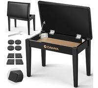 CAHAYA Panca Pianoforte Multifunzionale Legno: Panca in legno massiccio con vano contenitore, 56×34 cm, seduta imbottita in PU, capacità 150 kg, Nero, CY000397