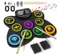 CAHAYA Set Batteria Elettronica Portatile: Tamburo Elettronico Portatili con 9 Pad Altoparlanti Incorporati Bacchette per Batteria Pedal Regalo per Principianti CY00370-1