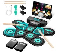 CAHAYA - Set di cuscinetti auricolari elettronici per batteria a doppio clacson, portatile, 9 cuscinetti per le orecchie, batteria elettrica pratica, collegamento di gioco MIDI, 4 ore di vita, grande