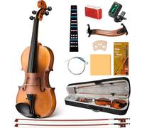 CAHAYA Set Violino in Legno Massello: Violino 4/4 Fatto a Mano con Finitura Opaca, Tavola in Abete e Fondo in Acero, Adatto per Adulti, Studenti e Bambini dai 12 Anni in Su, con Custodia e Accessori