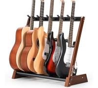 CAHAYA Supporto Multi Chitarre in Legno - Stand da Pavimento per 5 Chitarre Pieghevole e Portatile per Chitarre Acustiche, Elettriche, Classiche e Basso - Espositore per Casa e Studio