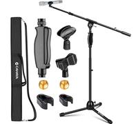 CAHAYA Supporto per Microfono Universale: Asta per Microfono Treppiede con 2 Diversi Clip Supporto per Microfono da Terra Altezza Regolabile per Concerti Videoconferenze Palchi Matrimoni CY0362