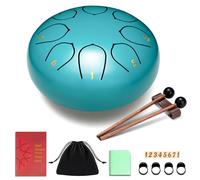 CAHAYA Tamburo in acciaio da 15,2 cm: 8 note, in acciaio, con bacchette, pagaie e borsa per il trasporto, regalo per bambini, educazione musicale, meditazione, blu, CY00372-1