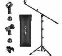 CAHAYA Treppiede Boom Sheet Mic Stand - Supporto microfono in metallo pieghevole portatile con borsa per il trasporto e due clip per microfono per esibizioni discorsi matrimonio canto e all'aperto