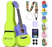 CAHAYA Ukulele da concerto con custodia per adulti appassionati: ukulele in tiglio con macchina geared, cinghia, note, corde, panno per la pulizia, 4 plettri, 23 pollici, viola verde