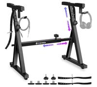 CAHAYA Z-Frame CY00366-1 - Supporto per tastiera, resistente, regolabile in larghezza e altezza, adatto per pianoforte digitale a 66, 76, 88 tasti, con 2 ganci per cuffie