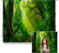 Caheansi 15x9ft Sfondo Foresta Verde Foresta pluviale Tropicale Giungla Montagne Sole Percorso Natura Paesaggio Fotografia Sfondo Baby Shower Bambino Festa Di Compleanno Cabina Fotografica Sparare
