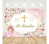 Caheansi 3,7 x 2,4 m Mi Bautizo sfondo rosa floreale angelo messicano battesimo festa battesimo neonato baby shower fotografia sfondo dio benedica ragazza prima comunione banner decorazioni foto