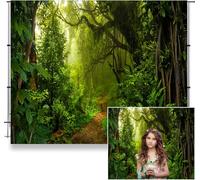 Caheansi 3 x 2 m Foresta Sfondo Verde Foresta pluviale Tropicale Giungla Moutain Pathway Natura Scenario Fotografia Sfondo Baby Shower Kid Festa di Compleanno Photo Booth Sparare Studio Puntelli