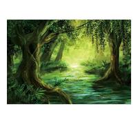 Caheansi 3 x 2 m Foresta Sfondo Verde Giungla Foresta pluviale Sunshine Stream Pietra Vecchi Alberi Natura Scenario Sfondo per Fotografia Baby Shower Kid Festa di Compleanno Photo Booth Sparare Studio