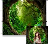 Caheansi 3 x 2 m Foresta Tropicale Giungla Rainforest Fotografia Sfondo Verde Profondo Alberi Pathway Fondali Periferia Picnic Campeggio Avventura Carta da parati Ritratto Photo Booth Puntelli