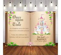 Caheansi 4,6 x 2,7 m Fata Libri di Fiaba C'era una volta Rosa Floreale Bianco Castello Principessa Fotografia Sfondo Ragazze Festa di Compleanno Banner Torta Decorazioni Tavola Foto Studio Puntelli