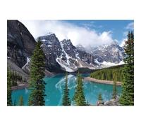 Caheansi Fondale da parete con lago di montagna e montagna, Parco nazionale di Banff, lago morenico, montagne rocciose canadesi, neve, montagna, foresta, natura, scenario, fotografia, sfondo