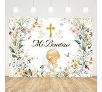 Caheansi Mi Bautizo - Sfondo con fiori selvatici, Dio, benedizione, angelo, prima comunione, battesimo messicano, festa, fotografia, sfondo, battesimo, neonato, baby shower, striscione, decorazioni