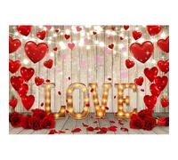Caheansi Sfondo per San Valentino, 1,5 x 1,2 m, con rose rosse, cuori e cuori, sfondo per fotografia, per matrimoni, San Valentino, festa della mamma, decorazioni per feste, striscioni, accessori per