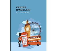 Cahier d'anglais: English book, cahier de notes, carnet de notes, notebook, format A4 (8,27 x 11,69 po), Grands carreaux avec marge, 108 pages, N&B, couverture souple et brillante