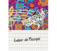 Cahier de Musique: avec Portée et Carreaux - double portée + lignes carreaux, idéal pour école et solfège, Enfants et Débutants.