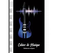 Cahier de musique avec tablatures et lignes de texte: Carnet A4 vierge pour compositions, accords de guitare, chant