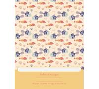 Cahier de Musique | Poissons Kawaii | 21,59 x 27,94 cm | 12 portées par page | 110 pages: Cahier de partitions vierges pour étudiants et musiciens
