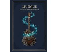 CAHIER DE MUSIQUE POUR GUITARE. 100 pages de Tablatures vierges. Format A4. 14 portées par page.