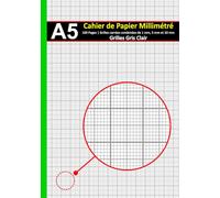 Cahier de papier millimétré A5 | 1,5,10 mm Grilles: 100 pages | Grilles gris clair | Idéal pour des dessins de précision, des graphiques et des diagrammes.
