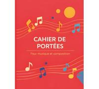 Cahier de portées 120 pages A4 avec espace pour notes: Cahier de musique avec portées larges et bien espacées, idéal pour l’école, les étudiants et les musiciens