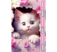 CAHIER DE TEXTE 2025 2026 CHAT Blanc: Pour filles | Floral | Pratique pour toutes les matières ; format A5 avec coloriage thème rentrée scolaire