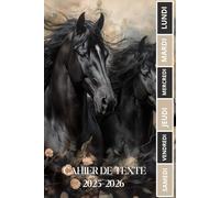 CAHIER DE TEXTE 2025-2026 CHEVAL NOIR: Pour les passionnés des chevaux | Pratique pour tous les matières , ce1 ce2 cm1 cm2 cp | Format a5