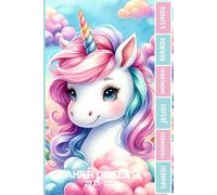 CAHIER DE TEXTE 2025 2026 LICORNE: Cahier de texte girly | pratique pour toutes les matières, pour filles | avec coloriage licorne...
