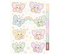 Cahier de Texte 2025 2026 Papillon Kawaii : Du CP au CM2 (CE1, CE2, CM1) - Pour filles et garçons - Utile dans toutes les matières pour une rentrée organisée, Motif Arc en ciel & Papillon
