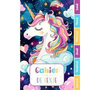 CAHIER DE TEXTE: Licorne pour fille école primaire avec coloriages uniques | étoiles magiques ar-en-ciel rêve aquarelle cp ce1 ce2 cm1 cm2 | Intérieur en couleurs pour une année scolaire réussie.