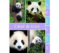 CAHIER DE TEXTE: Panda animaux mignons avec coloriages avec coloriages - Réglure Séyes pour fille garcon en primaire cp ce1 ce2 cm1 cm2 collège | ... pour une année scolaire réussie.