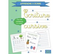 Cahier d'écriture cursive pour enfants à partir de 5 ans | Apprendre à écrire les lettres majuscules et minuscules de l'alphabet et des mots en ... Niveau Grande Section de Maternelle et CP.