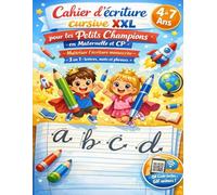 Cahier d'écriture cursive XXL pour les Petits Champions en Maternelle et CP: Maitriser l’écriture manuscrite, pour enfant 4 à 7 ans, avec 3 en 1 : lettres, mots et phrases. + QR-Code des Gif animés