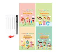 Cahier Écriture Espagnole 21 x 17,5 cm - Livres Reutilisables | 4 Cahiers Pratique Stylos Poignée | Carnet Éducatif Pré-Scolaire | Apprentissage Lettres Espagnoles | Exercices Écriture Garçons Fi