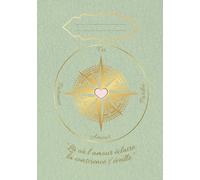Cahier Islam musulmane - Journal spirituel A5 petits carreaux effet cuir vert & doré - Foi, prière, étude islamique, science Coran, apprentissage, méditation & introspection - Vers Allah