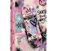 Cahier petits carreaux A4 - 100 pages - SKATE VIBES: Petits carreaux 5 × 5 mm • Papier blanc • Intérieur noir et blanc