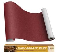 Cahomo Patches di Tessuto di Lino Autoadesive, 40x230 cm Tessuto Adesivo per Riparazioni, Toppe di Riparazione in Lino, per Divani, Sedili per Auto, Le Tende, Mobili - Rosso scuro