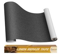 Cahomo Patches di Tessuto di Lino Autoadesive, 40x230 cm Tessuto Adesivo per Riparazioni, Toppe di Riparazione in Lino, per Divani, Sedili per Auto, Le Tende, Mobili - Nero Grigio