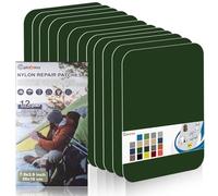 Cahomo Toppe autoadesive in nylon, 12 Pezzi 20X10 cm toppa adesiva per tessuti, Patch di Riparazione in Nylon, toppa di riparazione impermeabile, per piumini, tenda, sacco a pelo-Verde Scuro