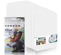Cahomo Toppe autoadesive in nylon, 12 Pezzi 20X10 cm toppa adesiva per tessuti, Patch di Riparazione in Nylon, toppa di riparazione impermeabile, per piumino, tenda, sacco a pelo-Bianco