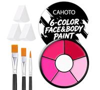 CAHOTO 6 colori rosa viso e corpo con 3 spugne e 3 pennelli | Palette professionale per pittura viso a base di olio, a copertura completa, per Halloween, costumi cosplay