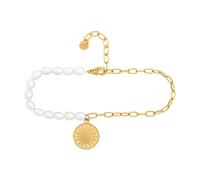 cai catena piede argento 925 cavigliera donna perle moneta placcata oro sole ...
