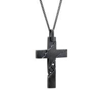 cai men collana ciondolo argento sterling 925 rodiato ossidato croce 55 cm