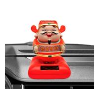 Cai Shen Statue, Cute Cartoon God of Wealth Figurine, Solar Dancing Desktop Statue, Funny Car Interior Decoration, for Cars and Home Decor, 4.33x3.94x3.94 inches, Red, Sturdy