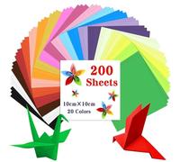 Caianwin 200 fogli di carta per origami, 10 x 10 cm, 20 colori, quadrati, per casa e scuola, progetti artistici, feste e origami fai da te